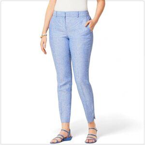Talbots Blue Linen Chambray Slim Ankle Crop Curvy Pants Summer Spring NWT NEW 16